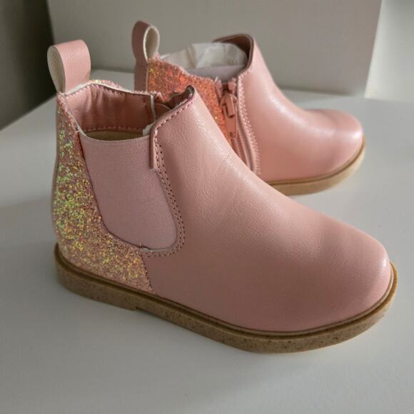 Tucker + Tate Pink Glitter Boots Booties sz 8 - Picture 1 of 6